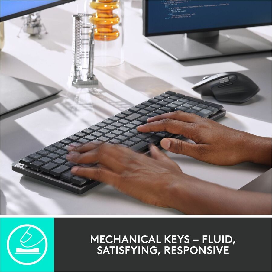 Logitech MX Mechanical Wireless Illuminated Performance Keyboard, Linear Switches, Backlit Keys, Bluetooth - 920-010548