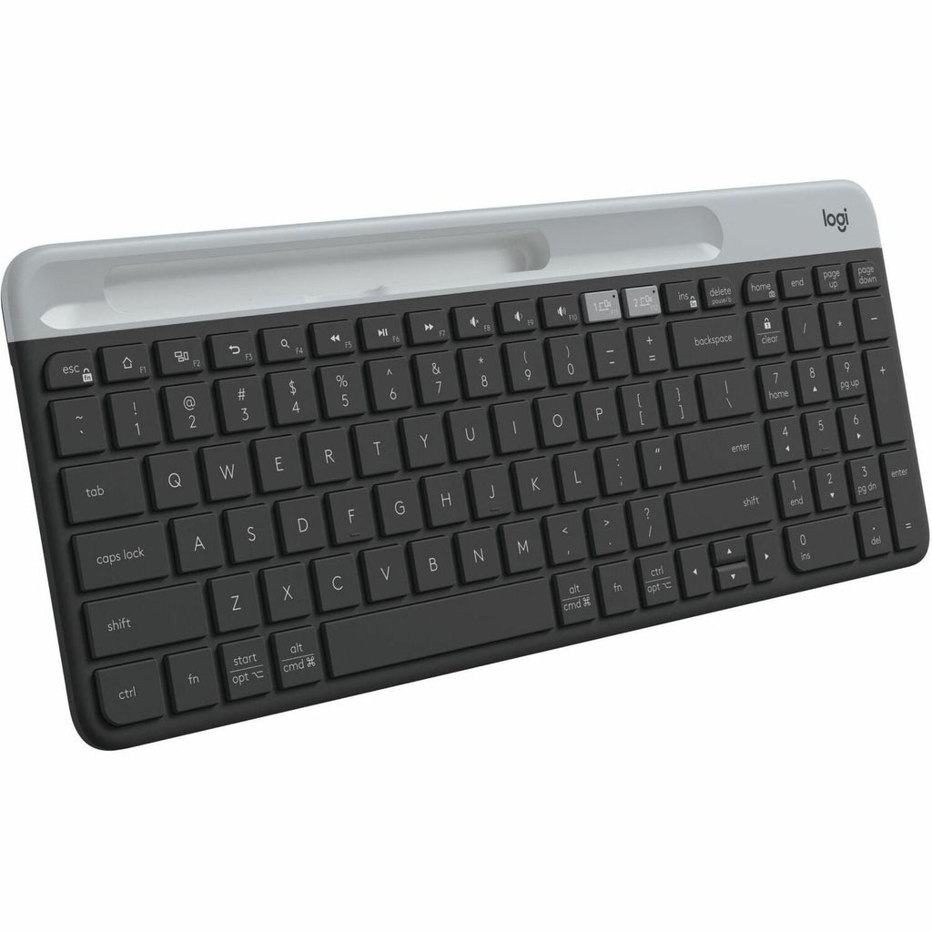 Logitech K585 Multi-Device Slim Wireless Keyboard, Built-in Cradle for device, Bluetooth/Receiver, Easy Switch, Graphite - 920-011479