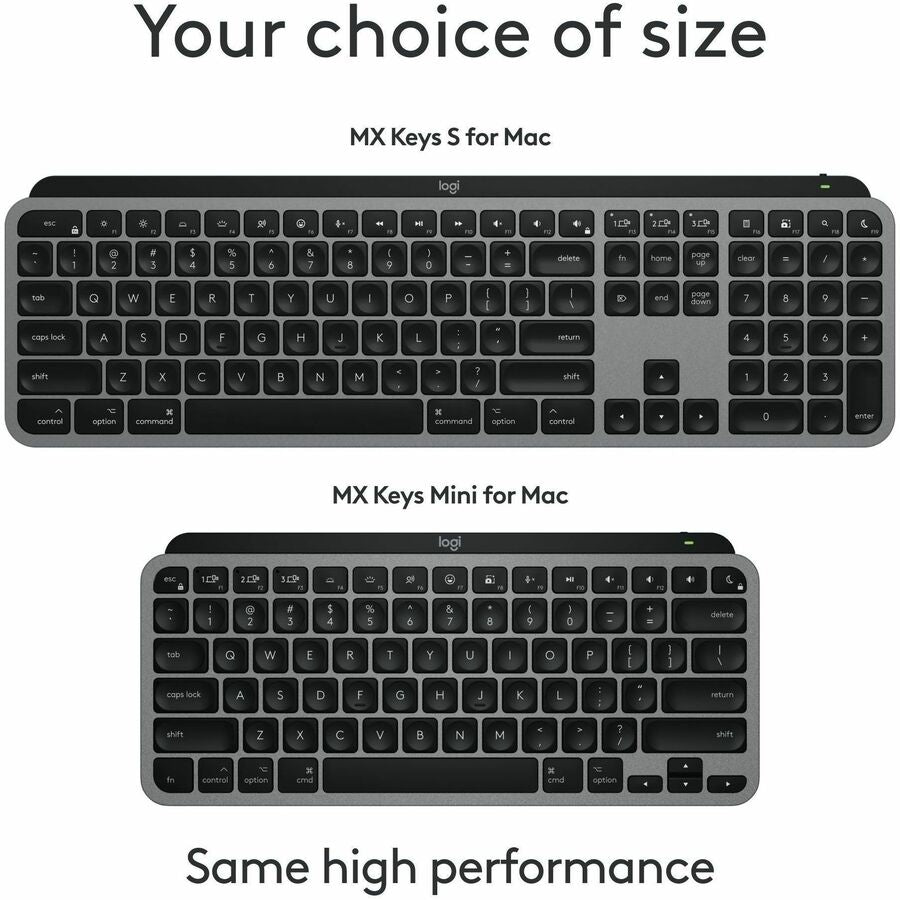 Logitech MX Keys Mini for Mac Minimalist Wireless Keyboard Compact, Bluetooth, Backlit Keys, USB-C, Fast - Space Gray - 920-012644