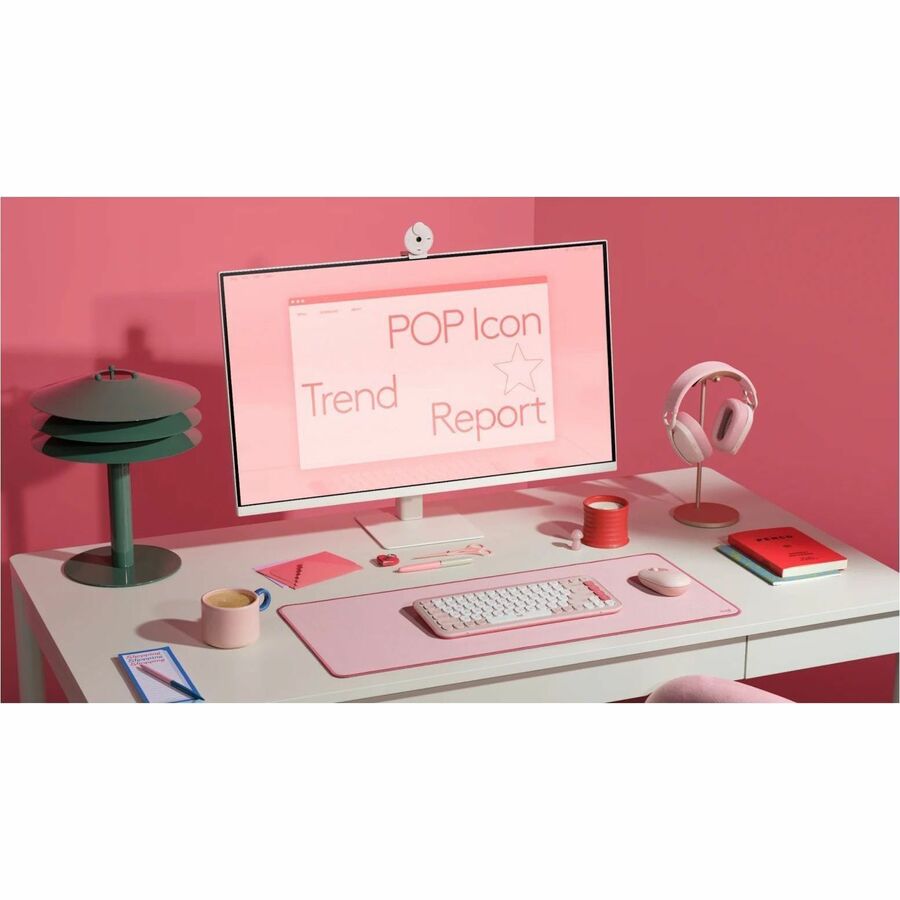 Logitech POP ICON KEYS Wireless Bluetooth Keyboard, Comfortable Typing, Programmable Keys, Easy-Switch Between up to 3 Devices (Rose & Off-white) - 920-013049