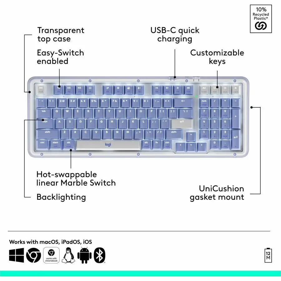 Logitech Alto Keys K98M Wireless Bluetooth Mechanical Backlit Keyboard