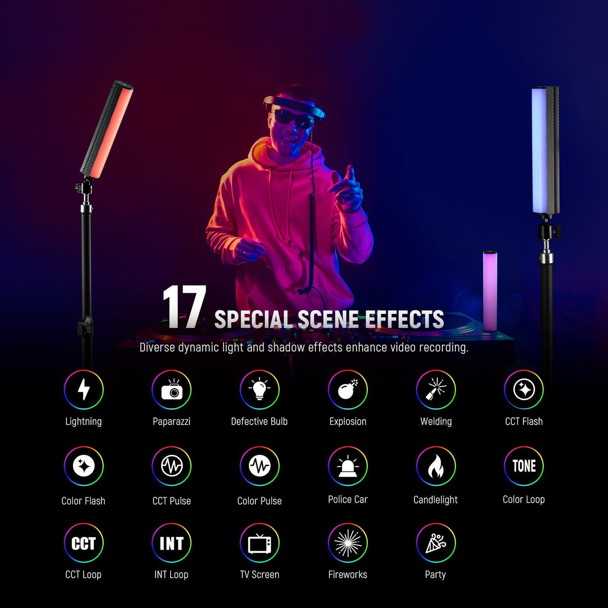 NEEWER TL21C RGB Magnetic Light Wand with APP Control