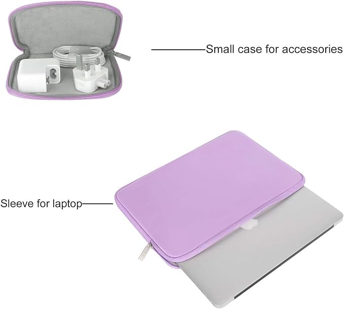 MOSISO Laptop Case 15 inch, 15 inch Laptop Sleeve Bag Compatible with MacBook Air 15 M4 A3241 M3 A3114 M2 A2941 2025 2024 2023, Dell XPS 15, Neoprene Computer Sleeve Bag with Small Case, Purple