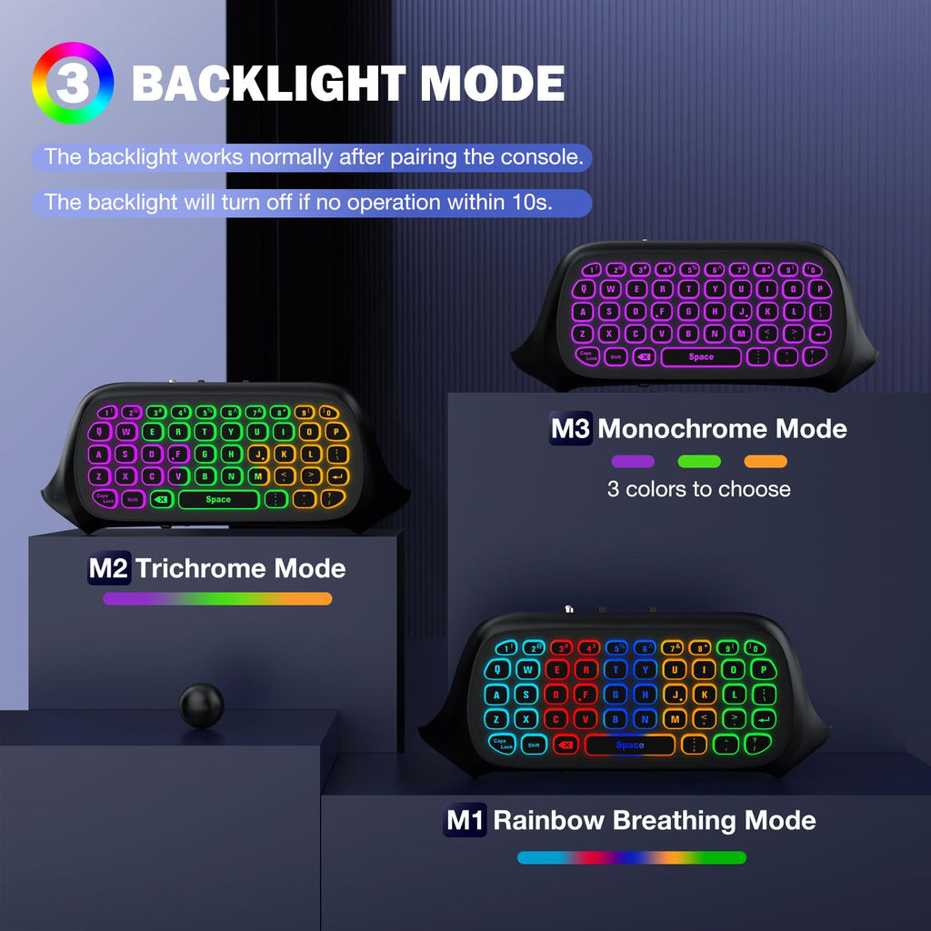 MoKo RGB Backlight Keyboard for Xbox One Controller, Xbox Series X/S, Wireless Chatpad Keypad w/ 2.4G Receiver, Xbox Accessories for Xbox One S/Elite