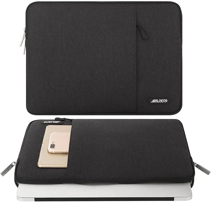 MOSISO Laptop Case 13.3 inch, 13-13.3 inch Laptop Sleeve Compatible with MacBook Air/Pro 13 / Pro 14, HP Dell ASUS Lenovo Notebook, Polyester Vertical Computer Sleeve Bag with Pocket, Black
