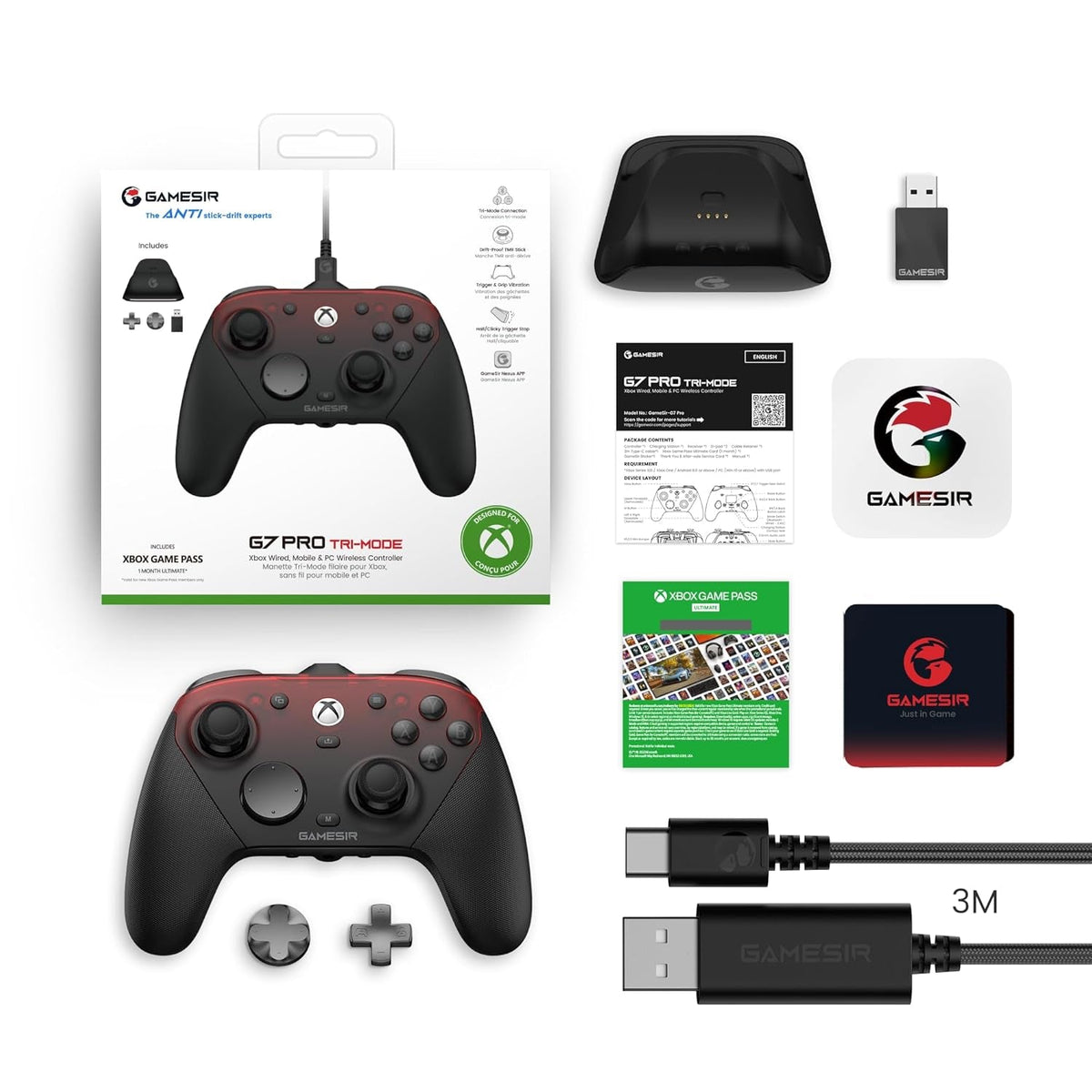 G7 Pro Wired Controller for Xbox Series X|S, Xbox One, Wireless Gamepad for Pc&Android with TMR Sticks, Hall Effect Analog Triggers, 1000Hz Polling Rate, 3.5Mm Audio Jack - Black