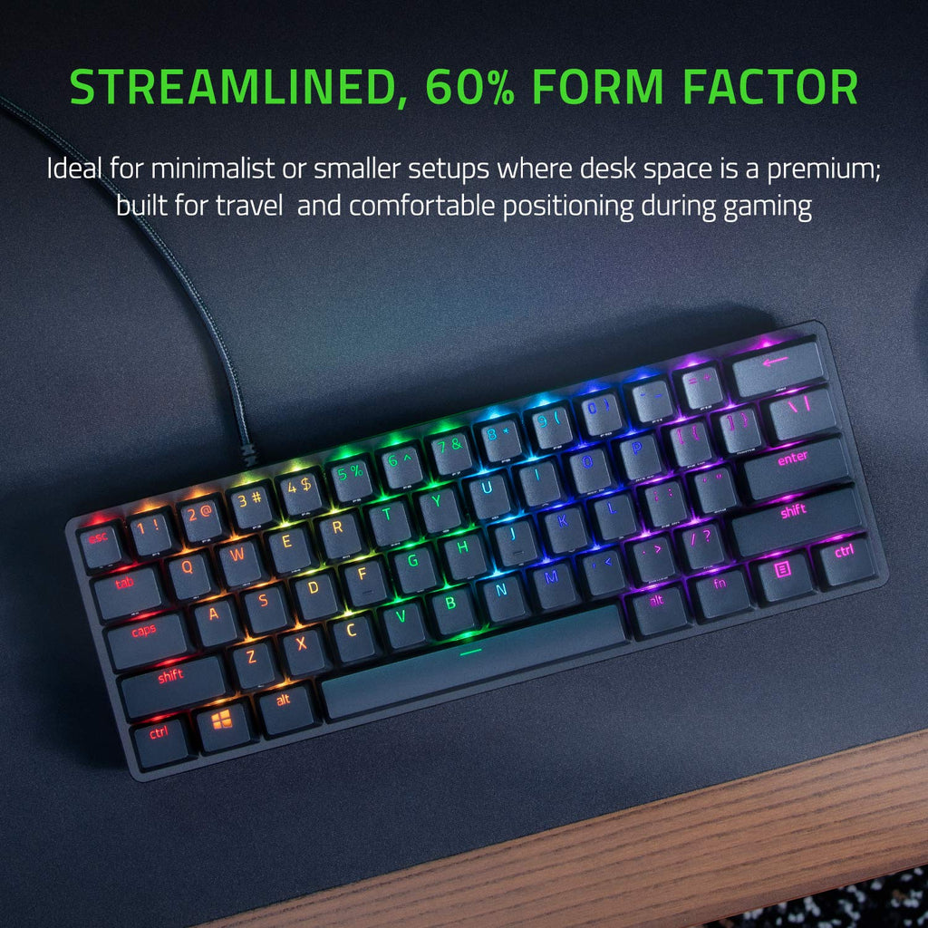 Razer Huntsman Mini 60% Gaming Keyboard: Clicky Optical Switches - Rapid Trigger Mode - Chroma RGB Lighting - PBT Keycaps - Onboard Memory - Snap Tap - Classic Black