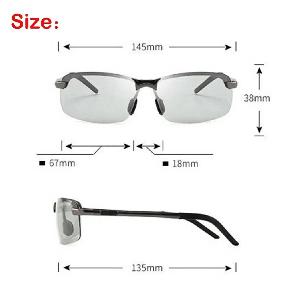 Men Aluminium HD Polarized Photochromic Sunglasses Driving Chameleon Sun Glasses